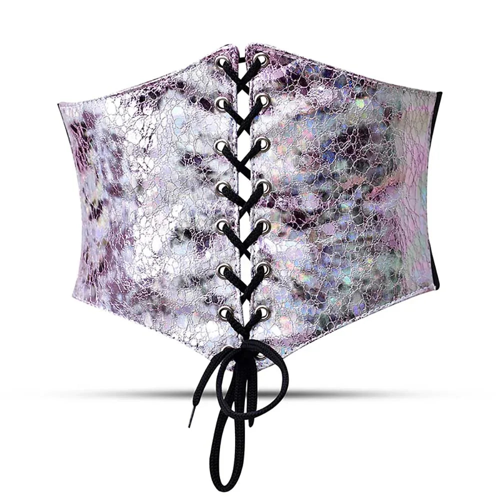 Decorative face mask with lace-up front on a white background