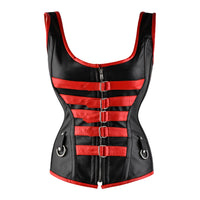 Black and Red corset top - Over Bust Corset with Shoulder Straps