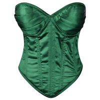 Green Satin corset top - Overbust Corset