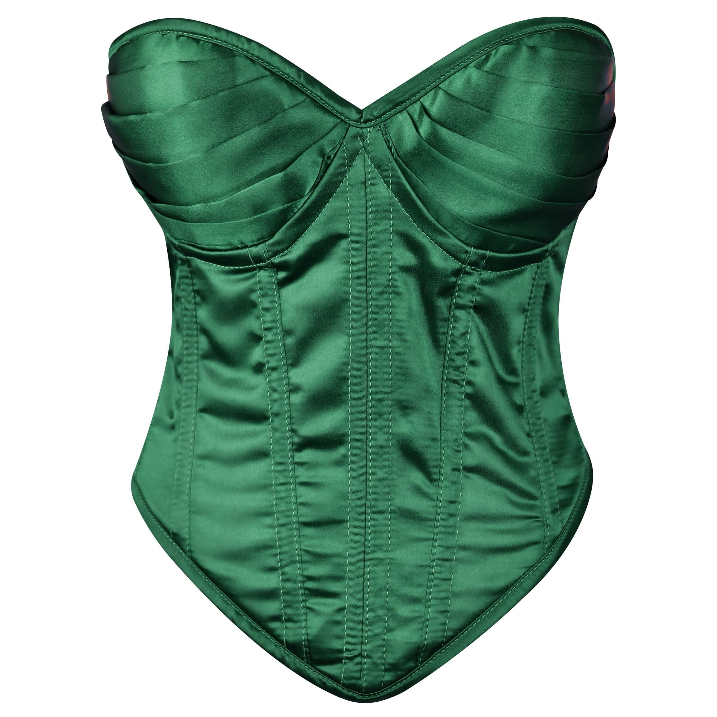 Green Satin corset top - Overbust Corset