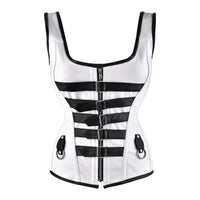 White and black corset top - Over Bust Corset with Shoulder Straps