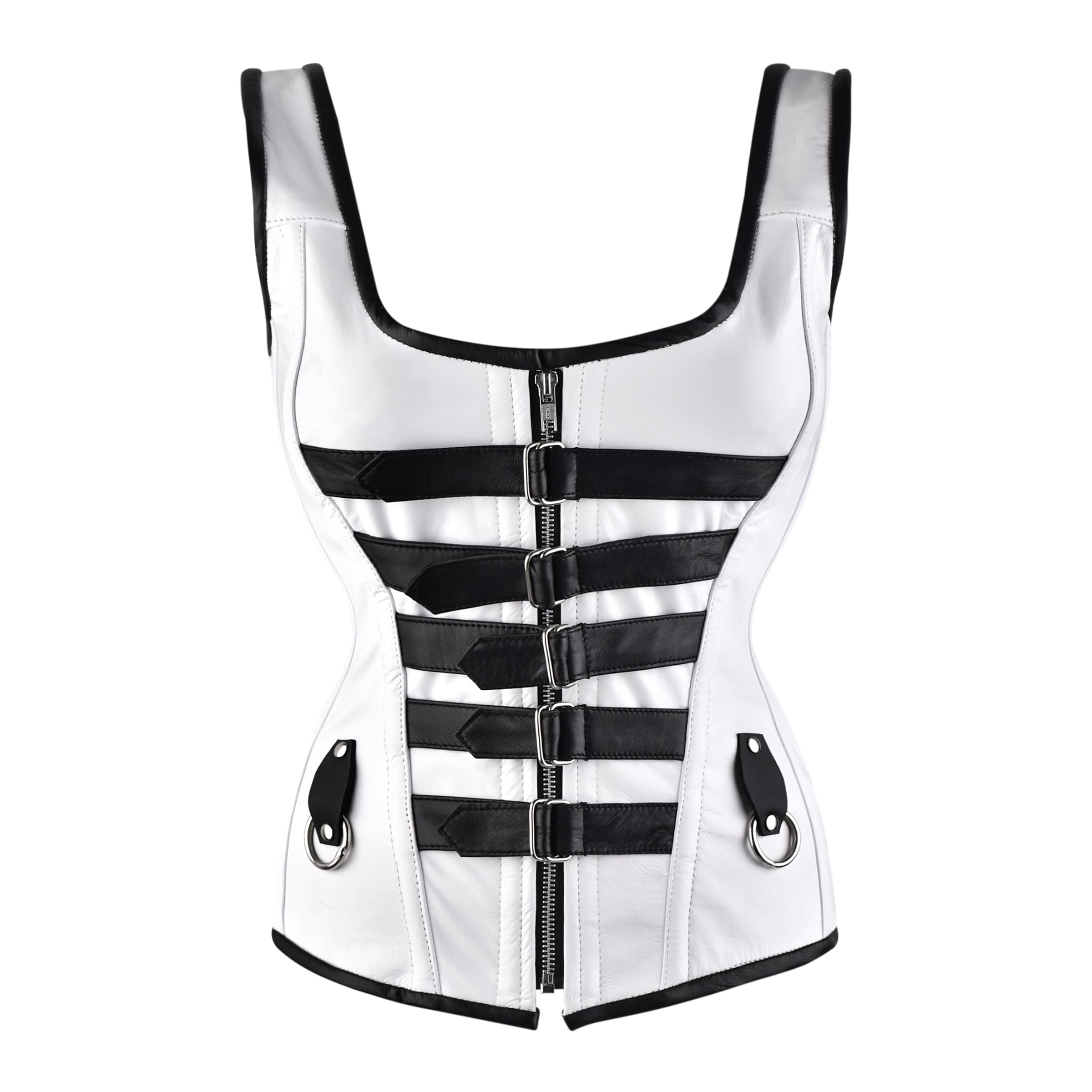 White and black corset top - Over Bust Corset with Shoulder Straps
