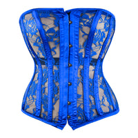 Blue Mesh Over Bust Corset - Laced Corset