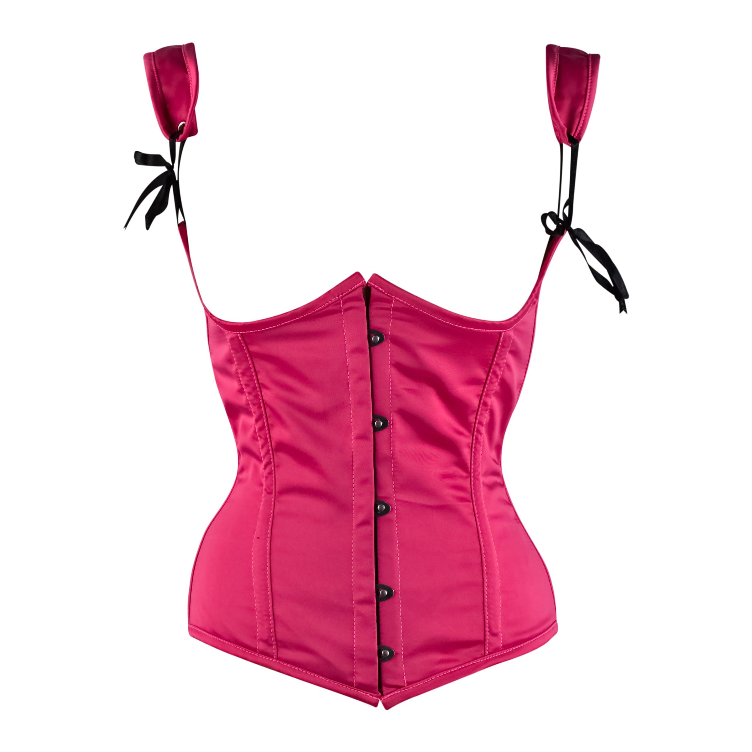 Pink satin Under Bust Corset - With Shoulder Strap