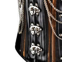 Brown Under bust Corset with Black Leather Details