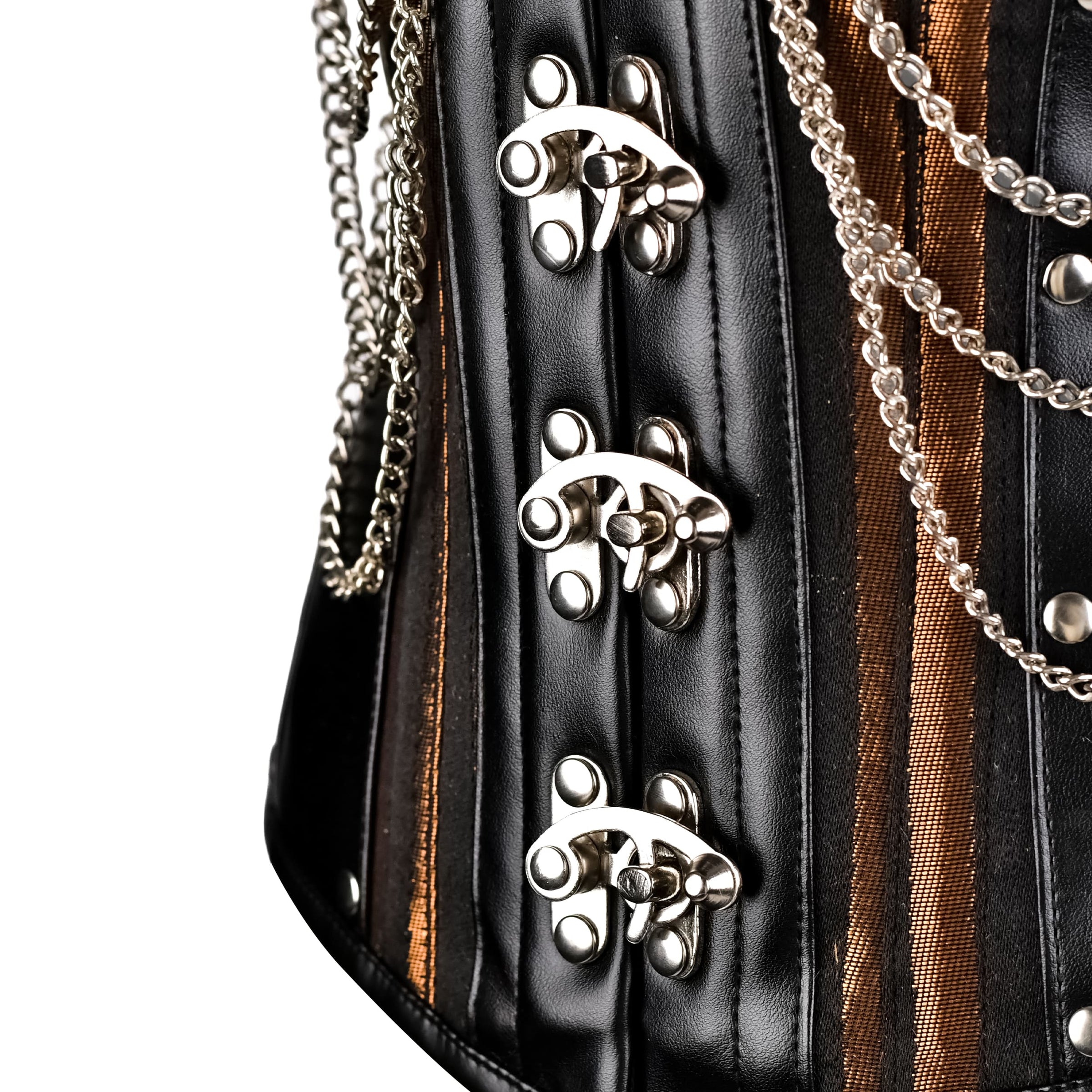Brown Under bust Corset with Black Leather Details