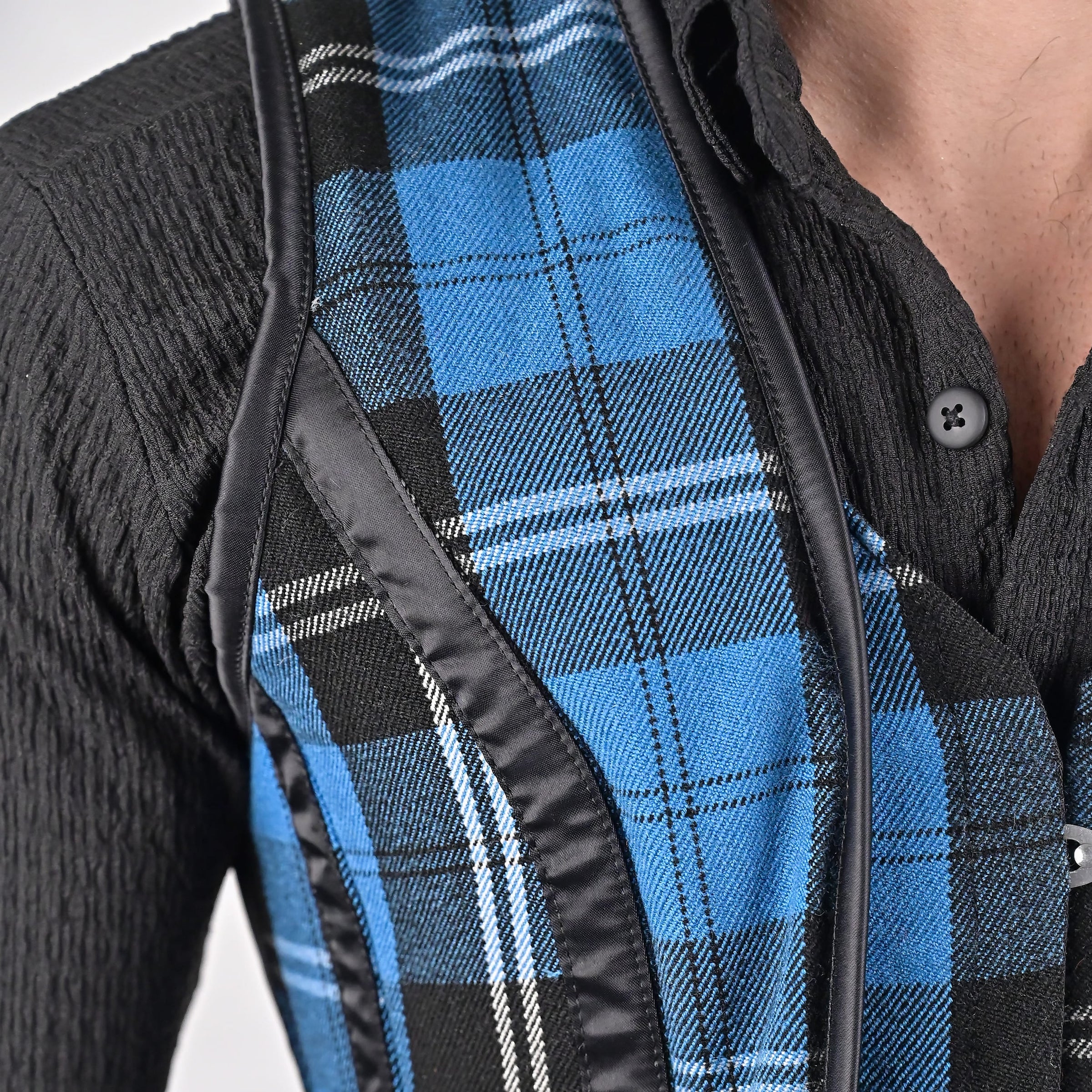 Mens Blue Tartan Corset Vest with Classic Scottish Flair