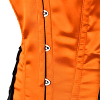 Black & Orange Lace-Up Overbust Corset