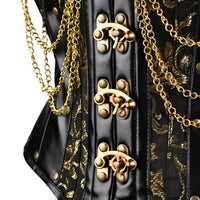 Black & Yellow  Under bust Corset with Black Leather Details