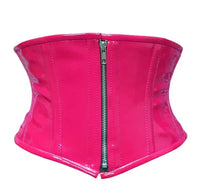 Pink waist trainer with a zipper on a white background