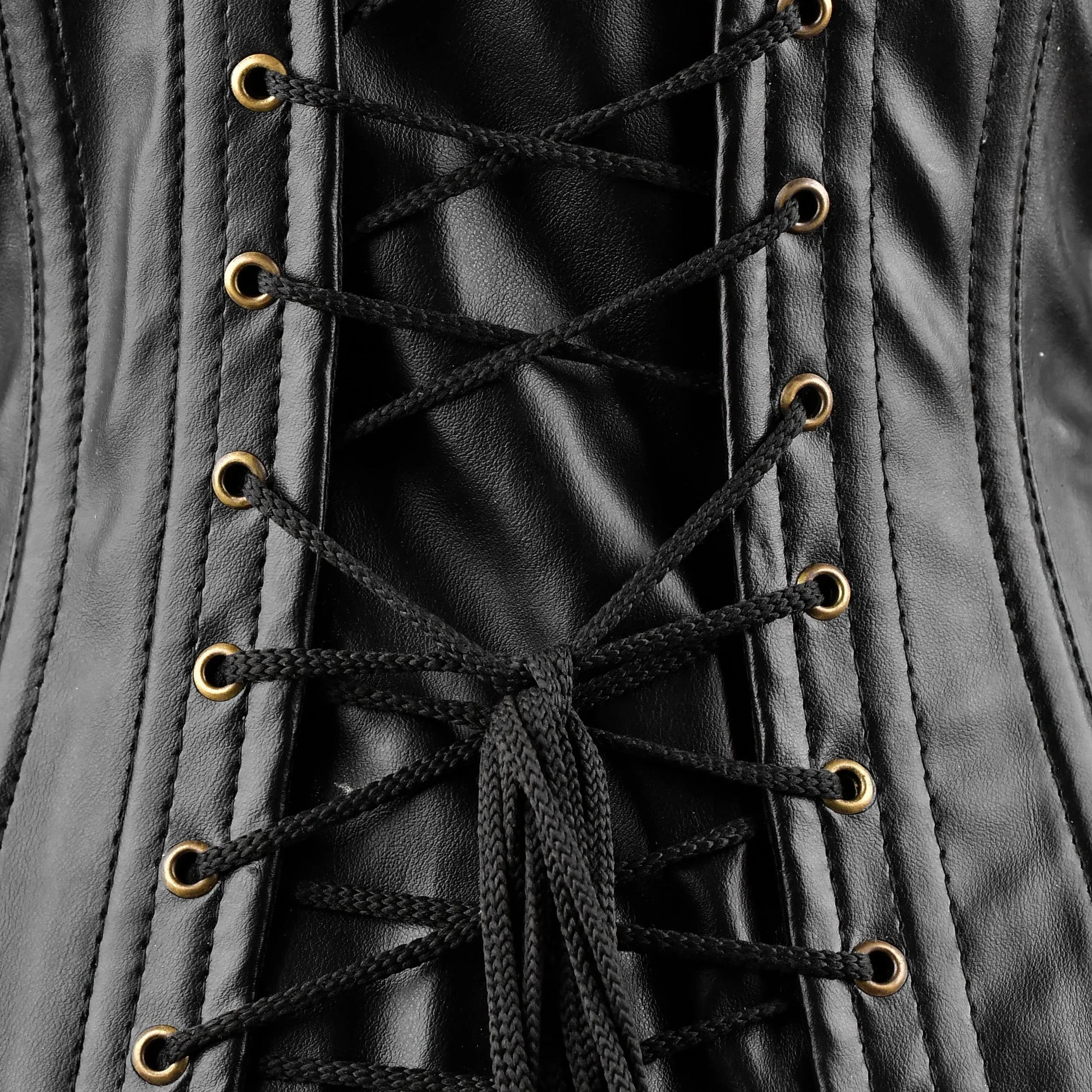 Black Under Bust Leather Corset For Men
