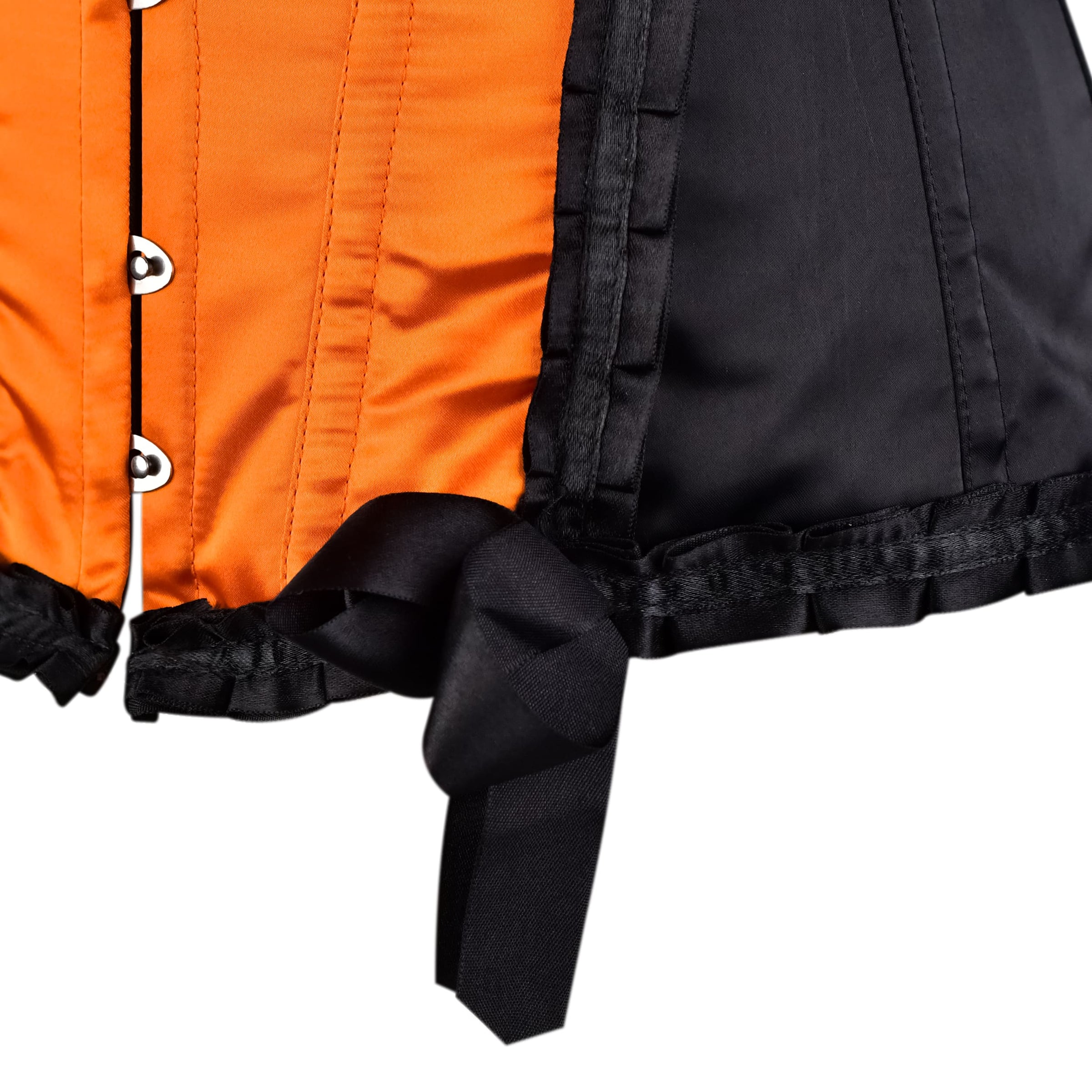 Black & Orange Lace-Up Overbust Corset