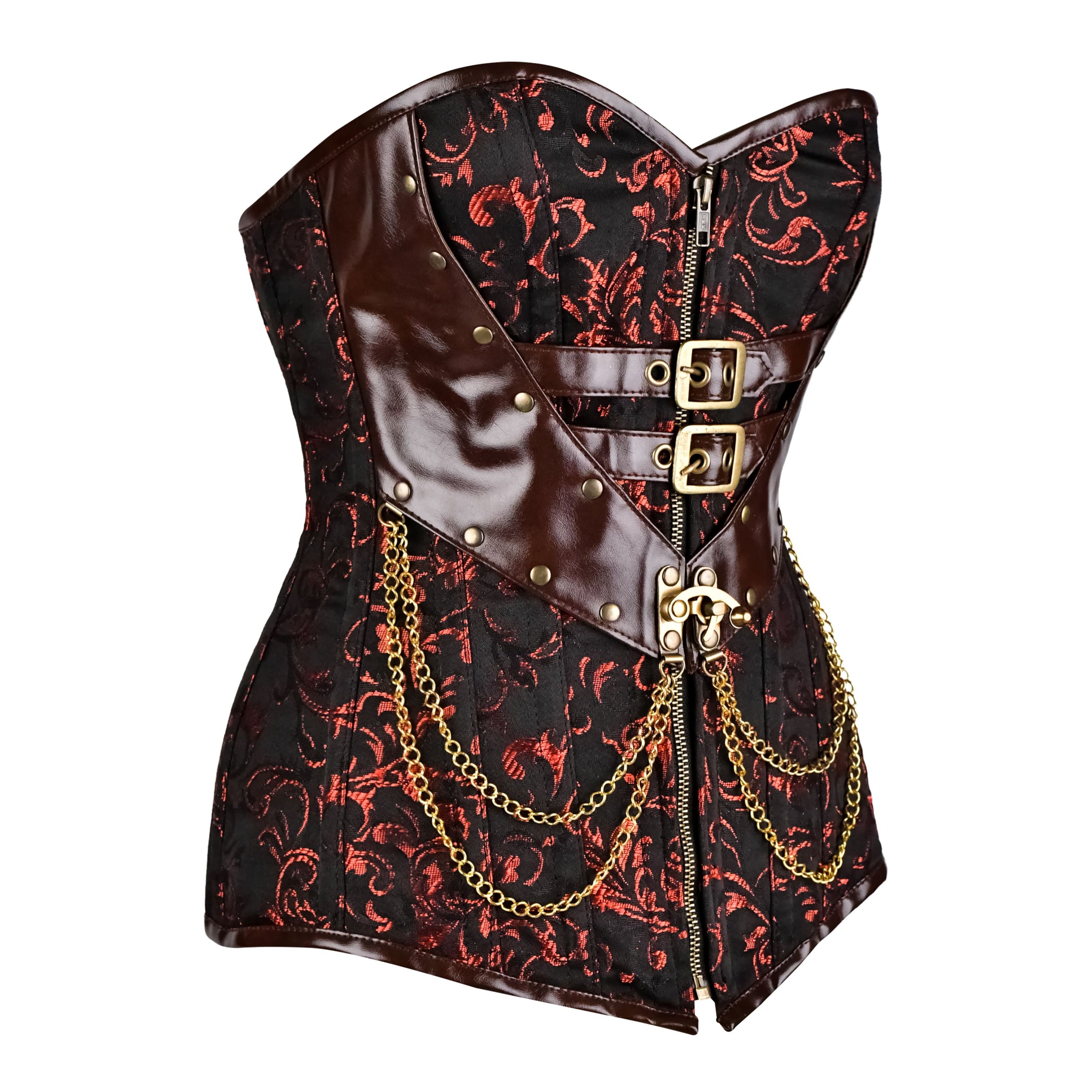 Red and black steampunk corset - Over the Bust Corset