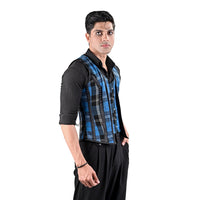 Mens Blue Tartan Corset Vest with Classic Scottish Flair