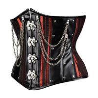 Red Under bust Corset with Black Leather Details