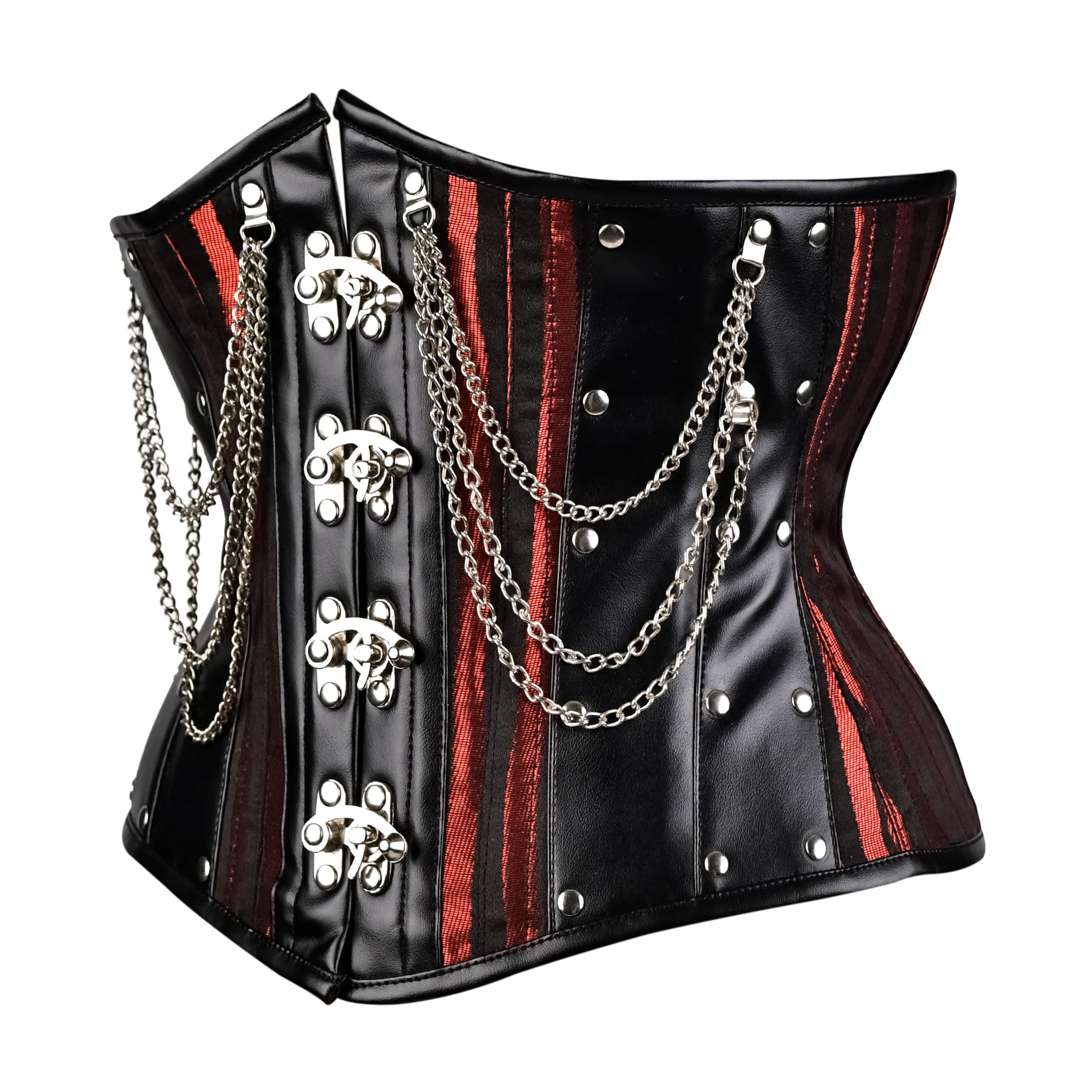 Red Under bust Corset with Black Leather Details