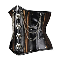 Brown Under bust Corset with Black Leather Details