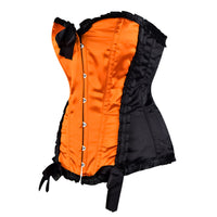 Black & Orange Lace-Up Overbust Corset