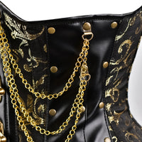 Black & Yellow  Under bust Corset with Black Leather Details