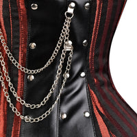 Red Under bust Corset with Black Leather Details