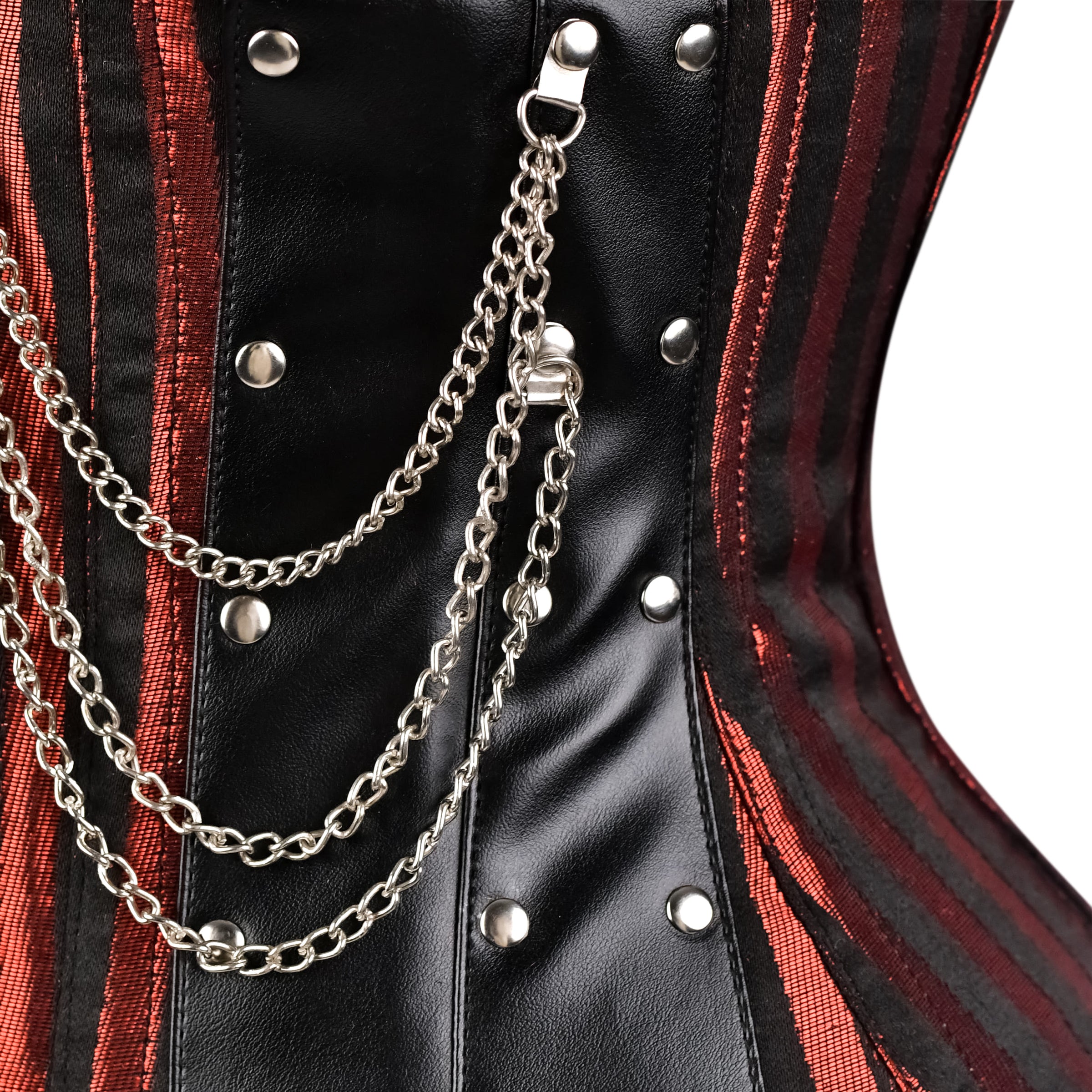 Red Under bust Corset with Black Leather Details