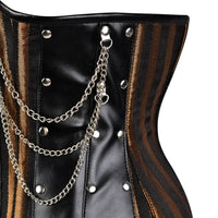 Brown Under bust Corset with Black Leather Details